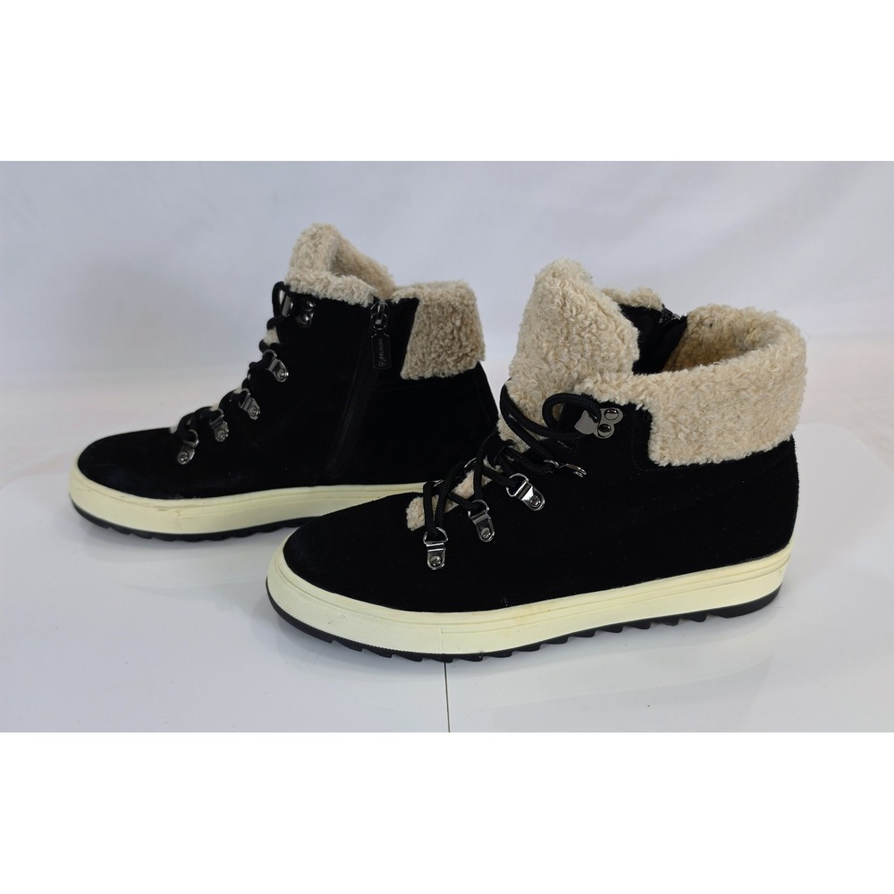 Blondo Shylo Waterproof Black Suede Faux Shearling Sneaker Boots Women Size 6
